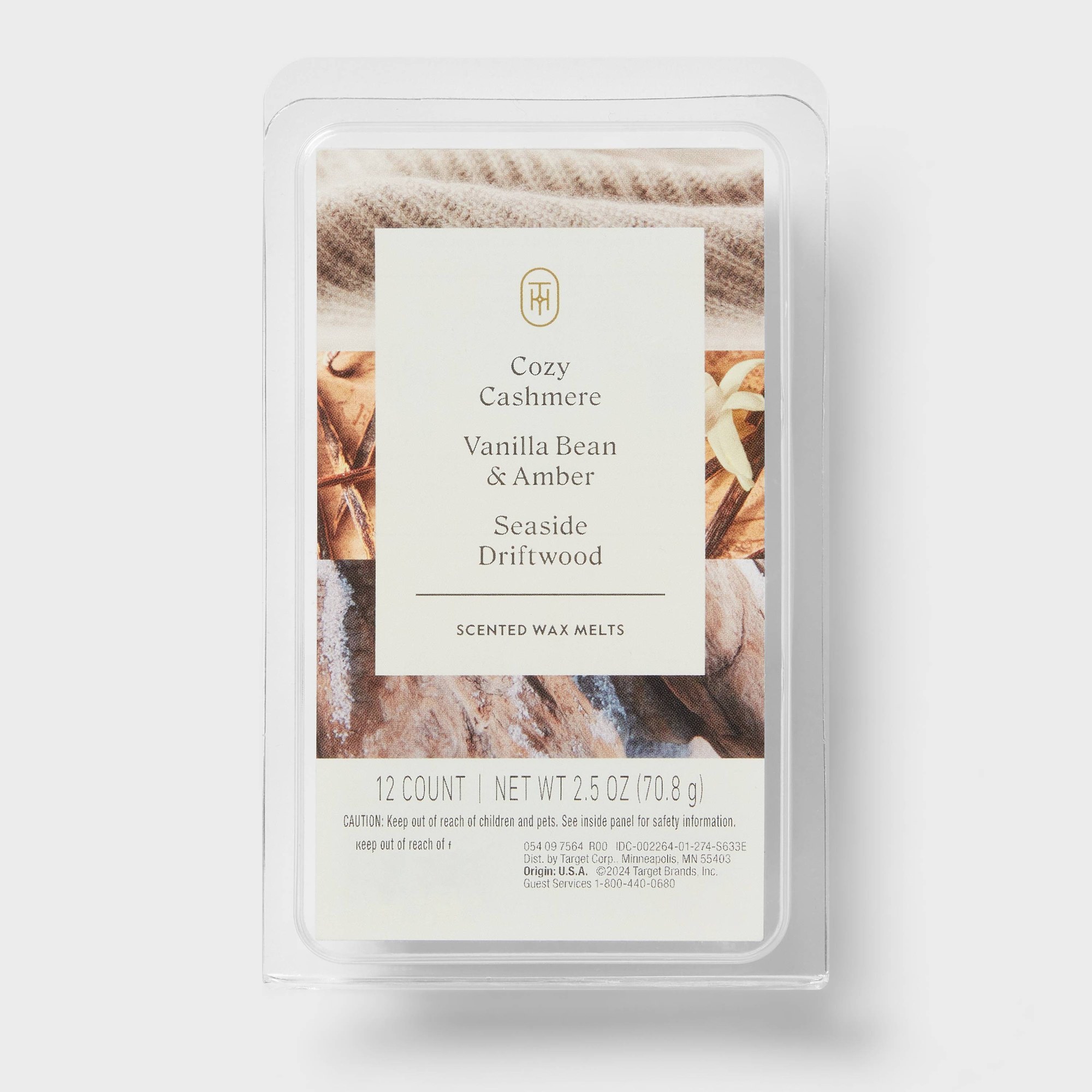 Home Fragrance Vanilla Cashmere - 24ct Vanille-Amber-Kaschmir- und Meeres-Treibholz-Duftwachsschmelzen für Raumduft,