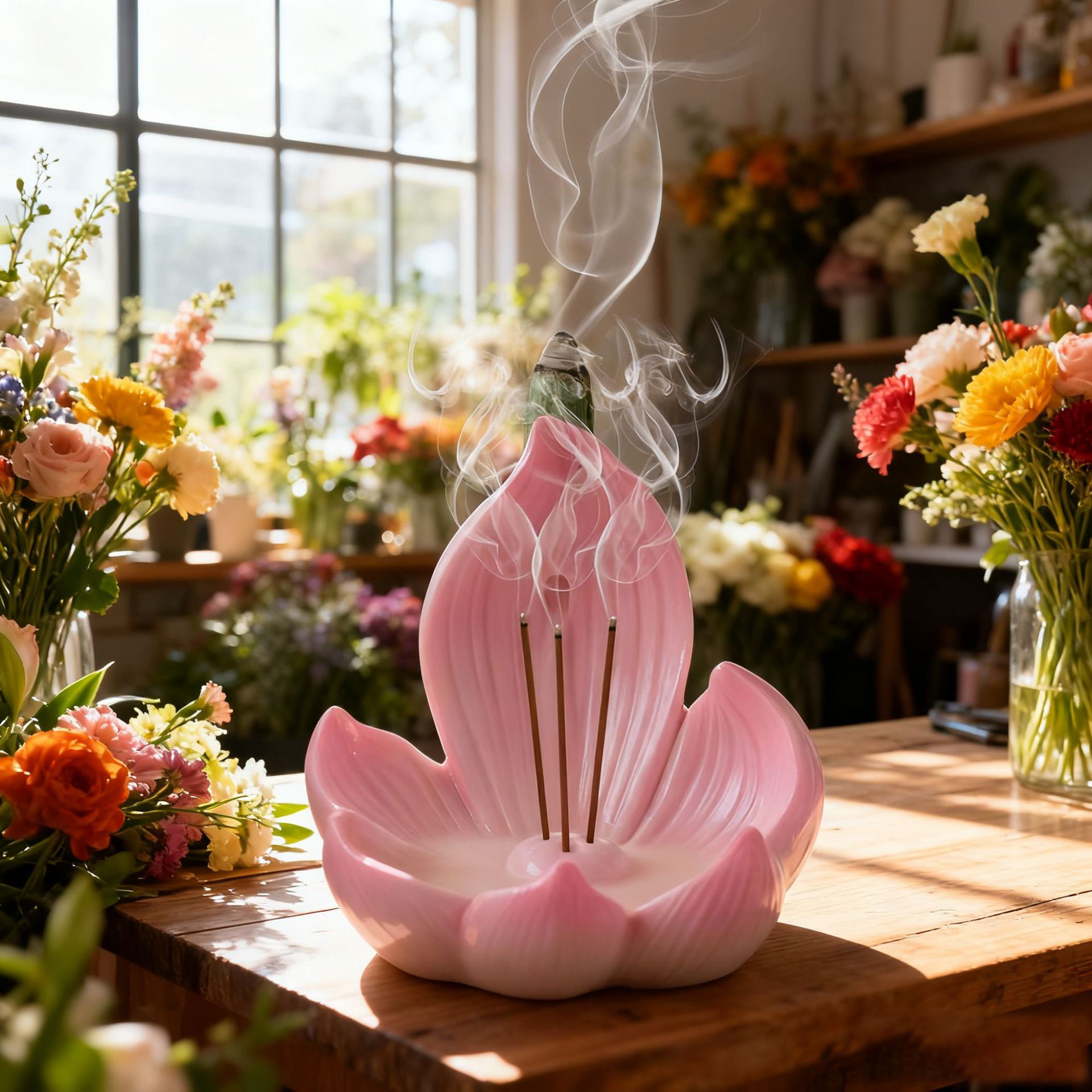Incense Cone Holder - Harz-Lotus-Räucherstäbchenhalter für Räucherstäbchen, handgefertigter rosa Blumen-Räucheraschenfänger