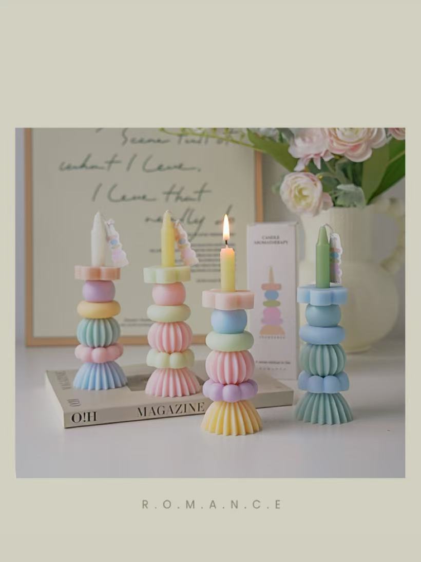 Fragrance In Home - Handgefertigte Geometrische Mehrschichtige Duftkerze, Liebliche Aromakerze